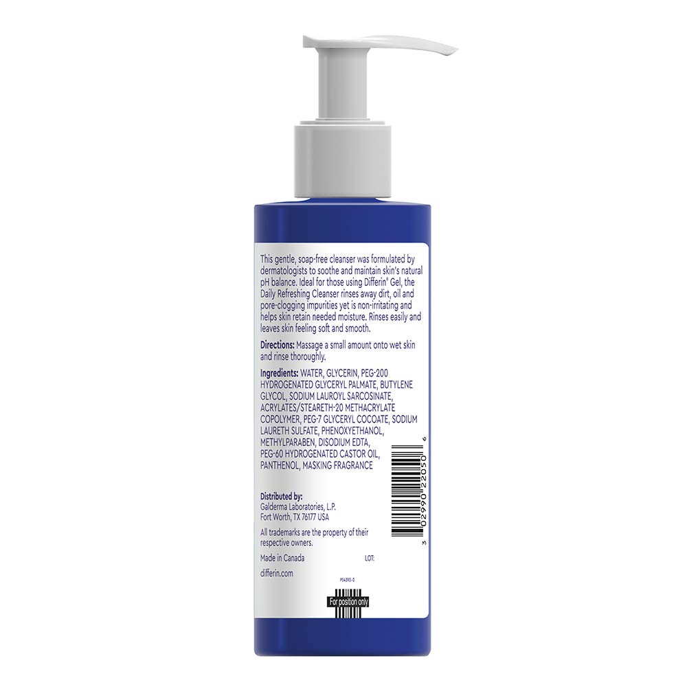 Acne Face Wash with Benzoyl Peroxide by the makers of Differin Gel, Daily Deep Cleanser, Gentle Skin Care for Acne Prone Sensitive Skin, 4 oz (Packaging May Vary)
