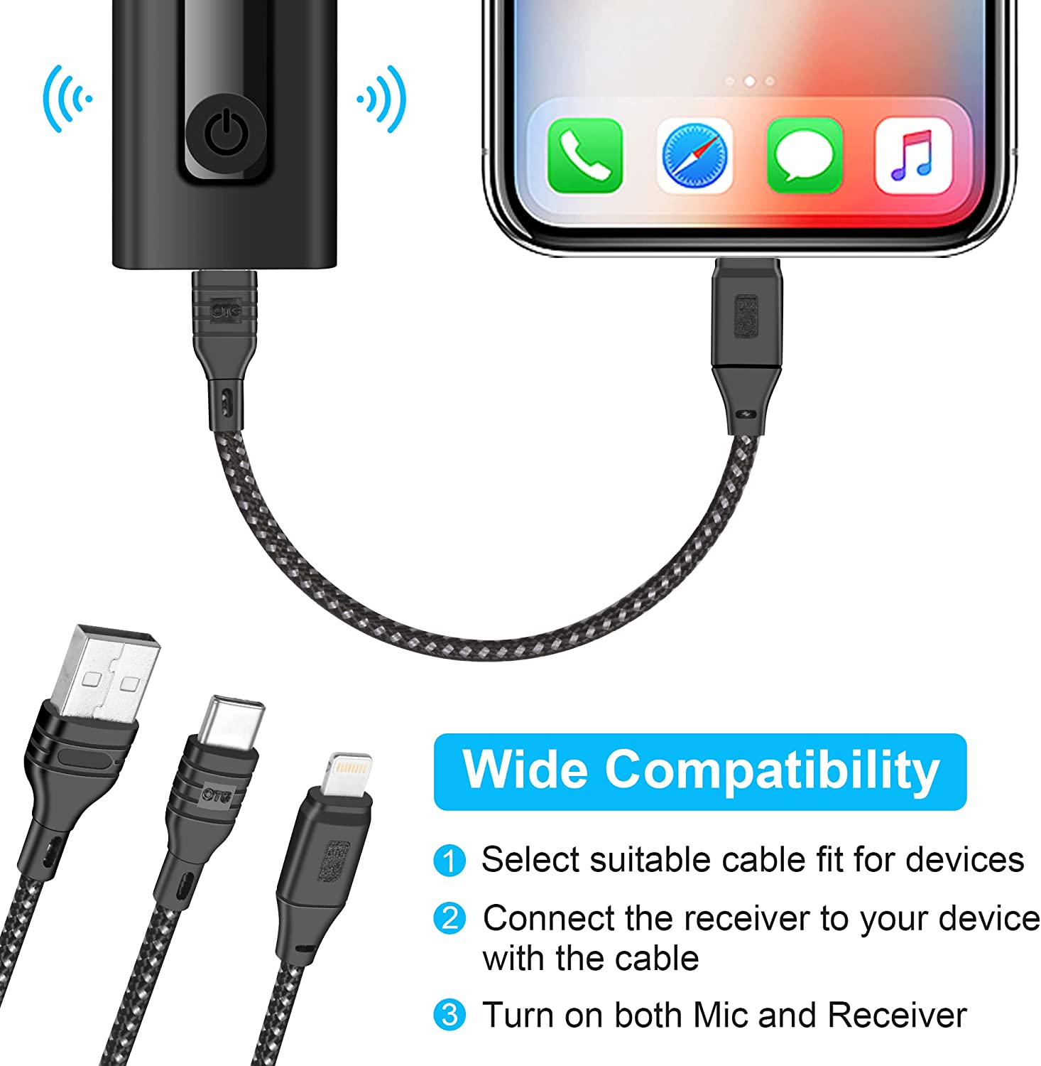 GRTPRTS Wireless Lavalier Microphone for iPhone/Android Phones/DSLR Camera/Laptop/MacBook/GoPro/Camcorder, Professional Lapel Mic for Video Recording/Vlogging/YouTube/Podcast/LiveStream