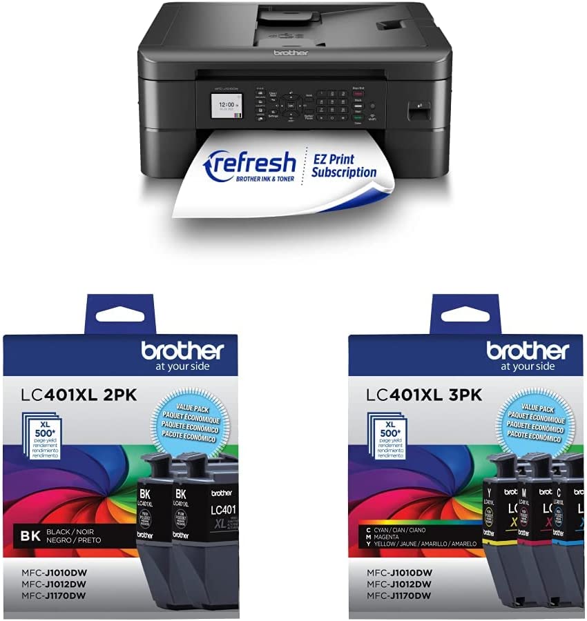 Brother MFC-J1010DW Wireless Color Inkjet All-in-One Printer with Mobile Device and Duplex Printing, Refresh Subscription and  Dash Replenishment Ready