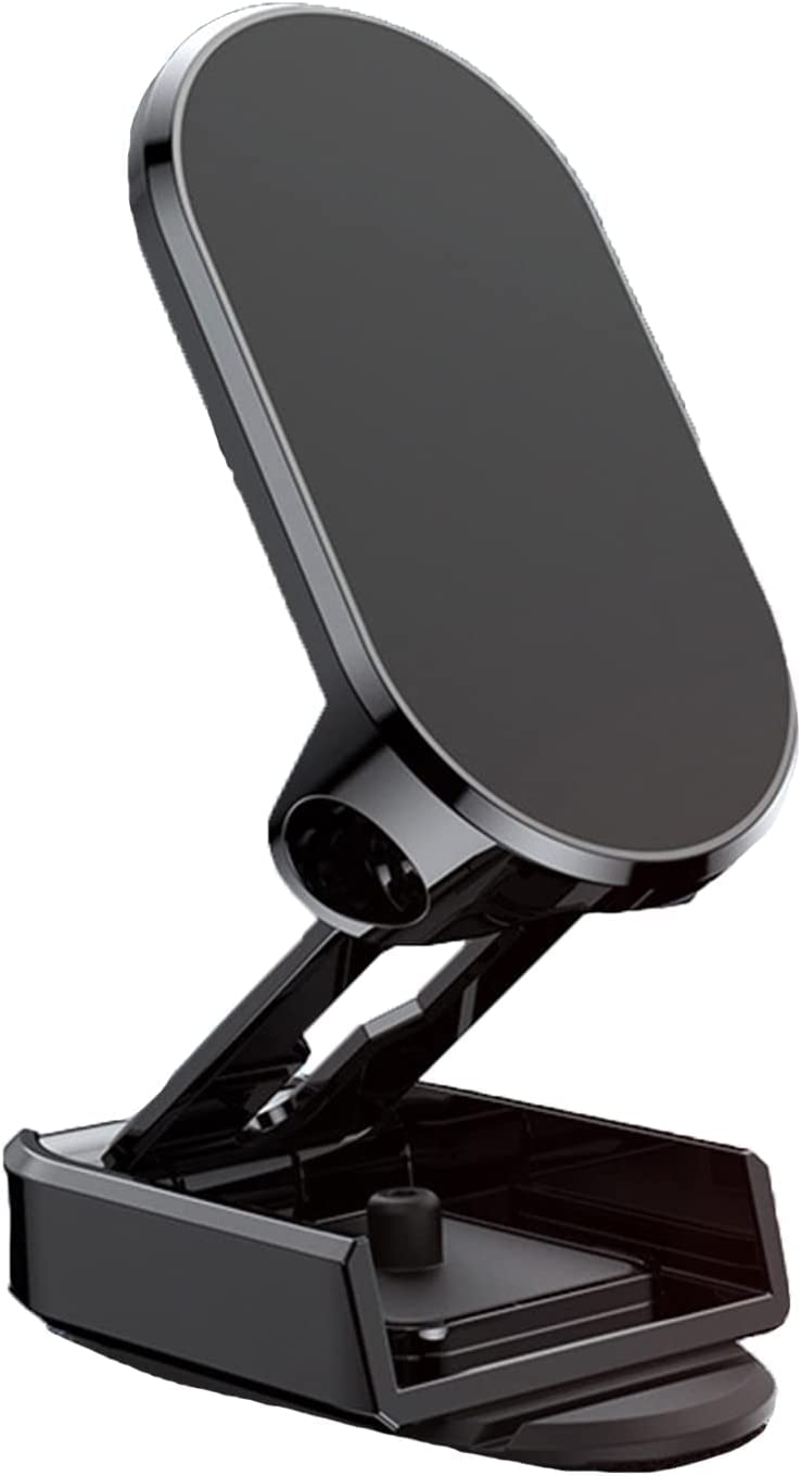 FEELNOW  New Alloy Folding Magnetic Car Phone Holder, Magnetic 360° Car Phone Holder Stand Dashboard Folding Bracket Universal (Black)