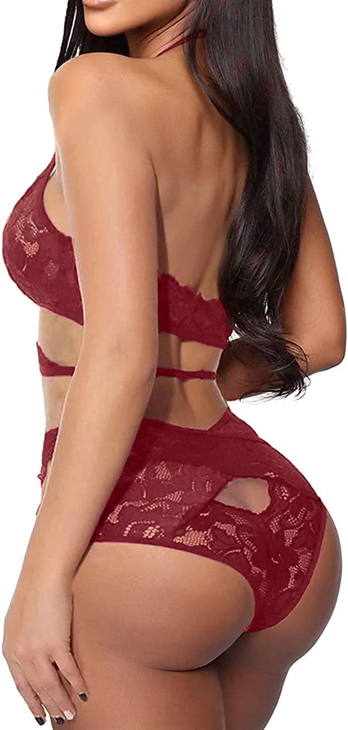 Donnalla Women Sexy Lingerie Set Two Piece Lace Bra and Panty Set Bralette Sleepwear