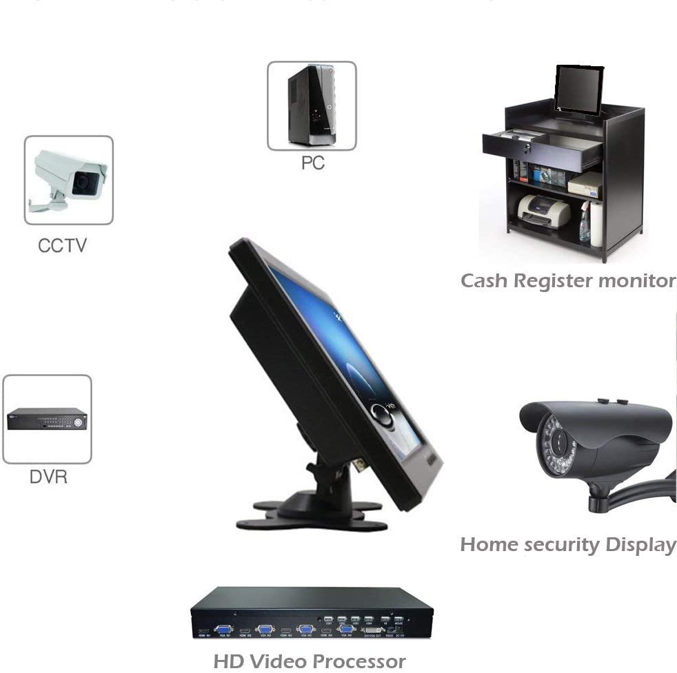 Hikity 10 Inch Small HDMI Monitor Portable CCTV Monitors 1280x600 with BNC, AVI, VGA, HDMI Input Cable, Remote Control, Built-in Speakers, for PC, CCTV, Security Camera, Raspberry Pi, X-Box