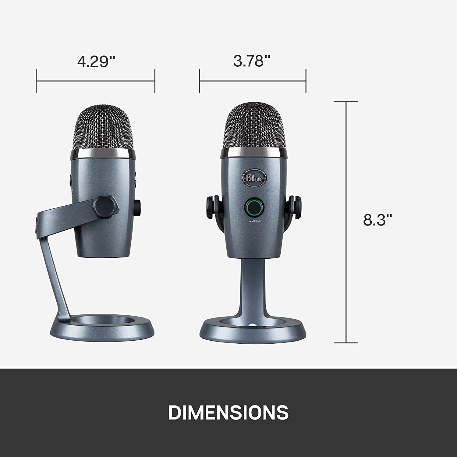 Blue Yeti Nano Premium USB Microphone for PC， Mac， Gaming， Recording， Streaming， Podcasting， Condenser Mic with Blue VO!CE Effects， Cardioid and Omni， No-Latency Monitoring - Shadow Grey